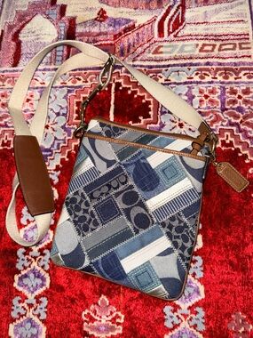 Coach Patchwork Denim and Leather Crossbody - Blue & Tan